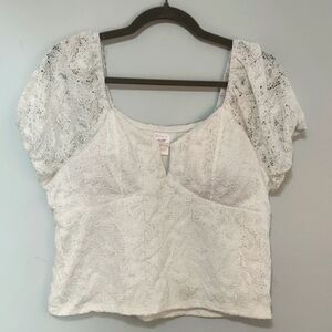 No Boundaries Top JUNIOR Size XXL 19 Lace Fairy Babydoll Cottage Festival Summer